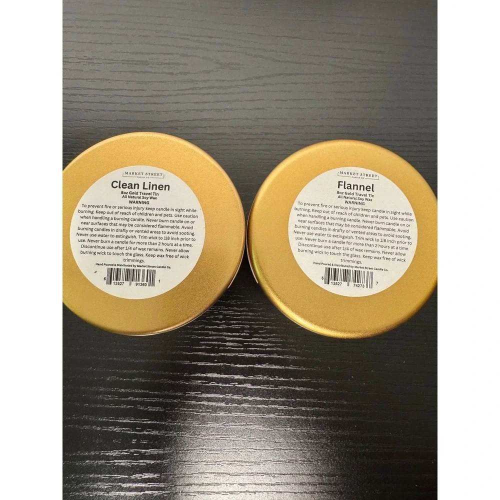 Market Street Candle Co. Clean Linen & Flannel 8 oz Soy Wax Candle Set